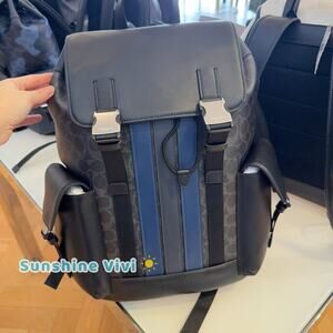 NWT Coach MEN's Clark Backpack In Signature Canvas Silver/Black Multi CDC63